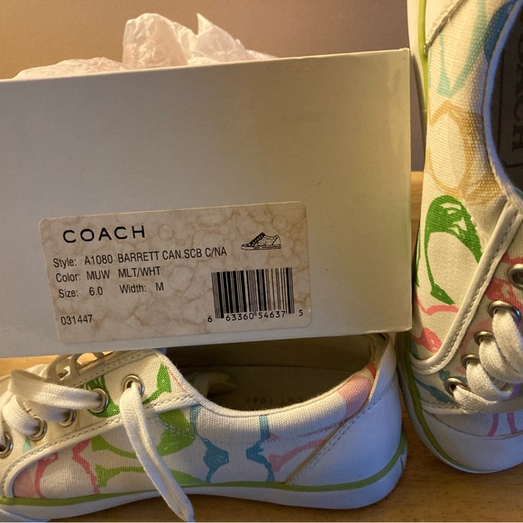 COACH Barrett sneakers size 6.0 multicolor on white signature C’s - Picture 4 of 13